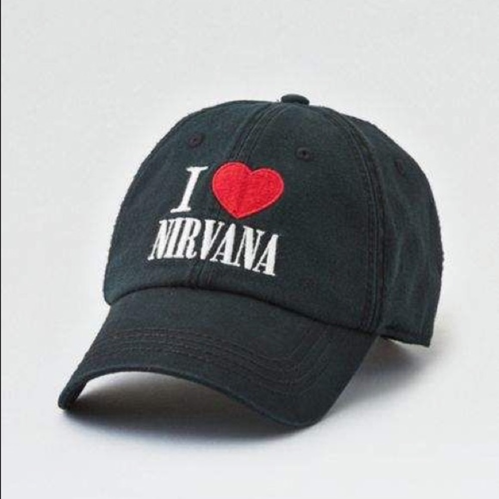 🆕AMERICAN EAGLE I ❤️ NIRVANA DAD CAP IN BLACK